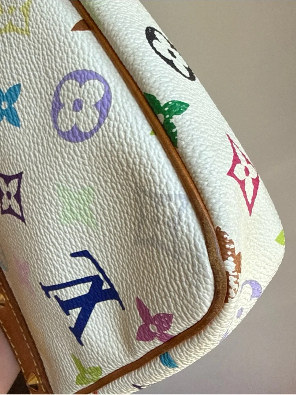 Louis Vuitton Murakami White Multicolor Pochette Vintage Takashi